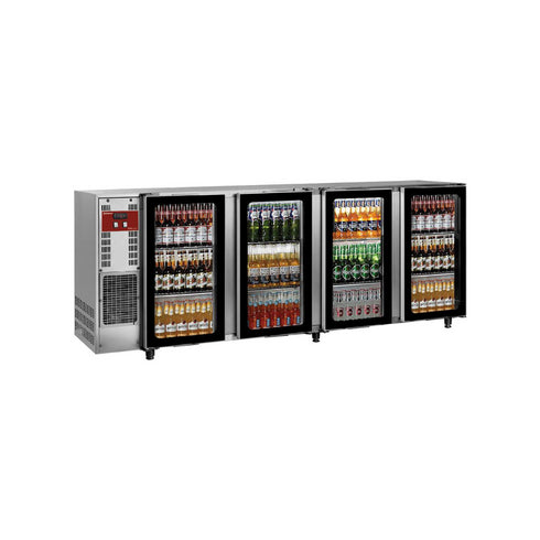 Arrière bar inox 4 portes vitrées - 2675x565x890mm